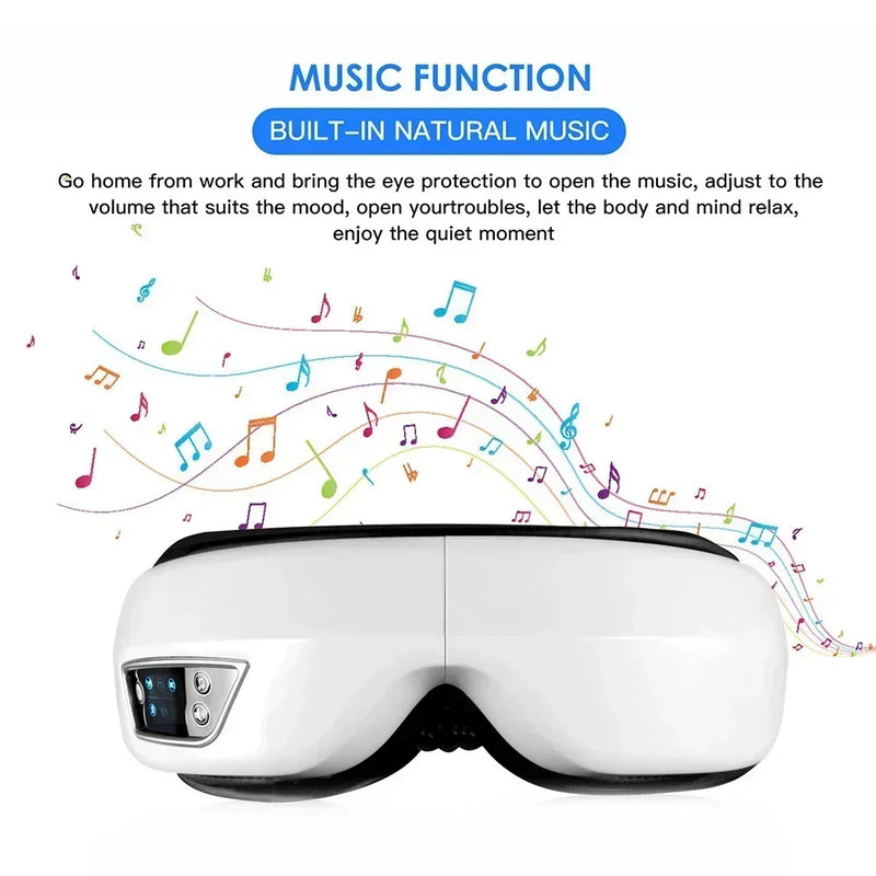 6D Electric Eye Massager Smart Airbag Vibration Hot Compress Bluetooth Music Eye Massage Glasses Dark Circles Removal Sleep Mask