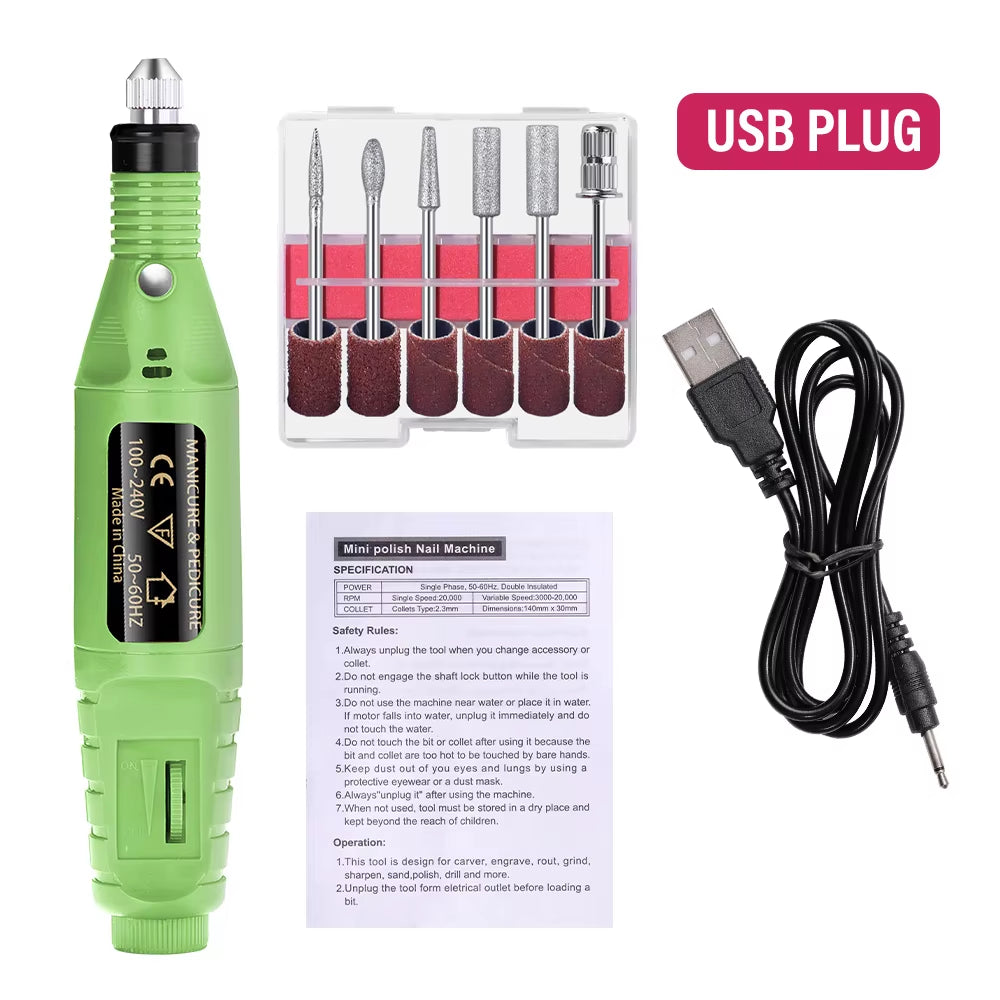 Strong Function Nail Drill Machine Set Electric Nail Sander Gel Polish Remover Tools Driller Manicure Nail Accessories