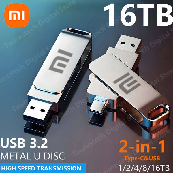 Xiaomi 16TB USB Flash Drive USB 3.2 Memories Type-C 2-In-1 8TB 16TB OTG Pendrive 128GB 2TB High Speed Flash Disk for Computer