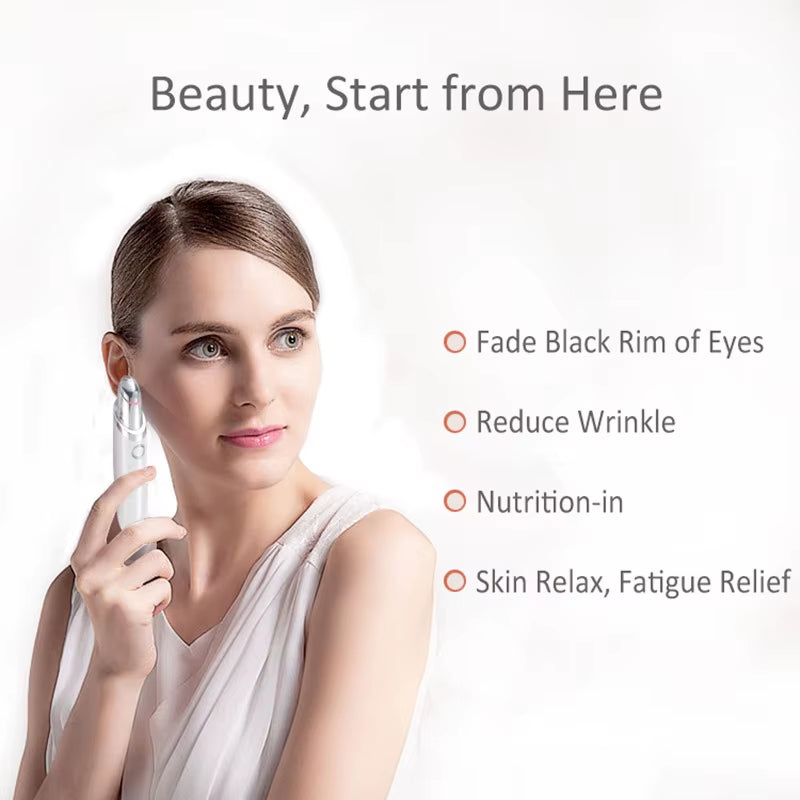 Multifunction Anti-Wrinkle Device Therapy Tool Private Label Therapeutic Electric Heat Eye Massager Pen