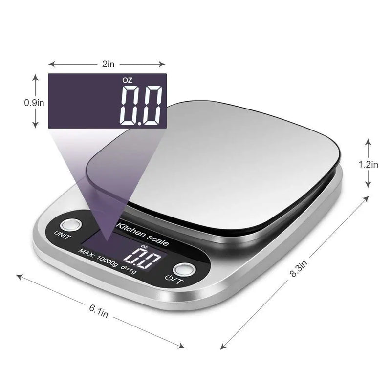 Digital Kitchen Scale Stainless Steel LCD Electronic Food Scale Jewelry Coffee Baking Portable High-Quality Kitchen Tool 10Kg/1G