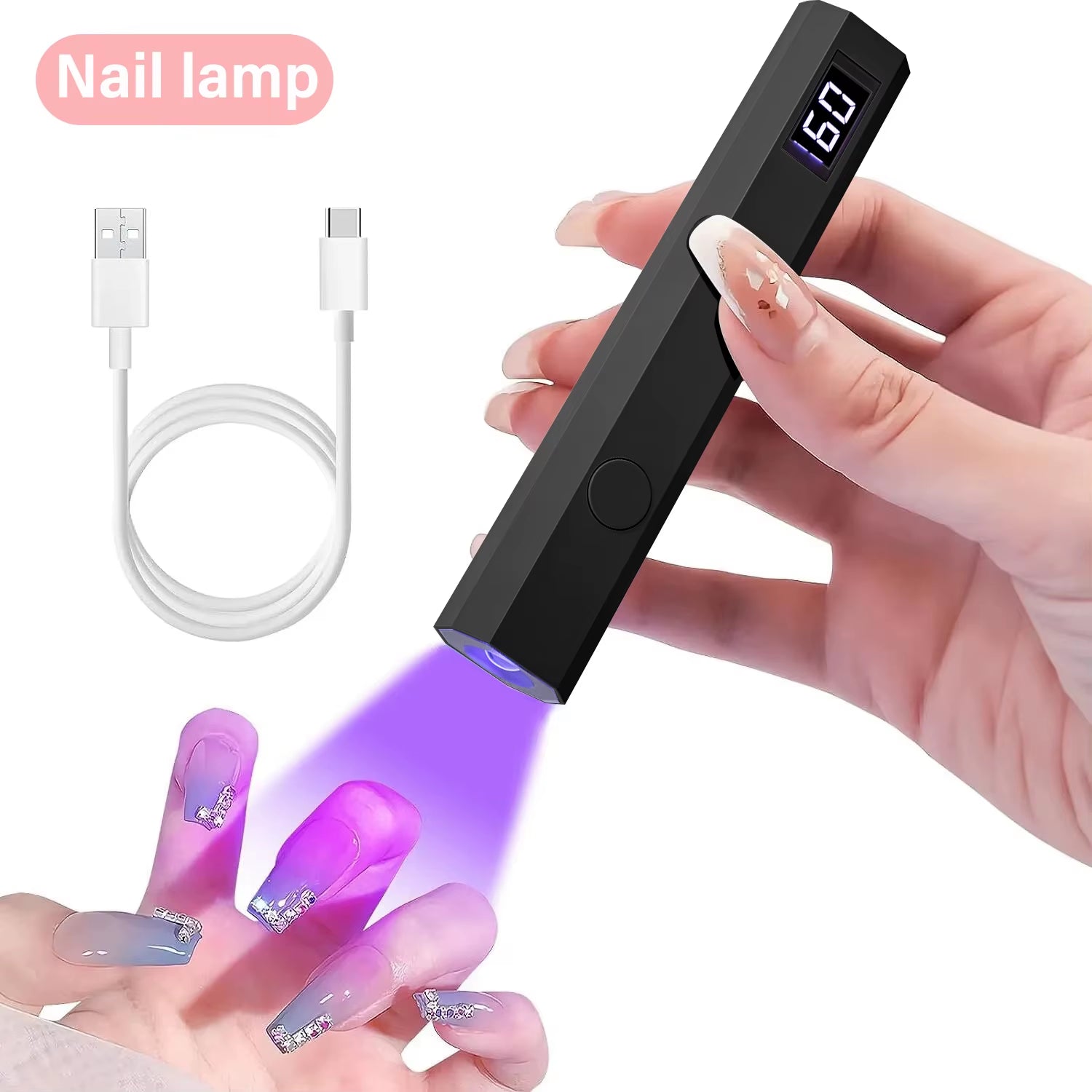 YIKOOLIN Mini Nail Lamp with LED Display Portable Mini UV Light for Gel Nails with 2 Timers Fast Charging Small UV Light