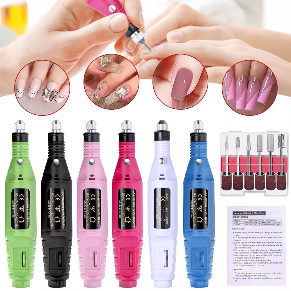 Strong Function Nail Drill Machine Set Electric Nail Sander Gel Polish Remover Tools Driller Manicure Nail Accessories