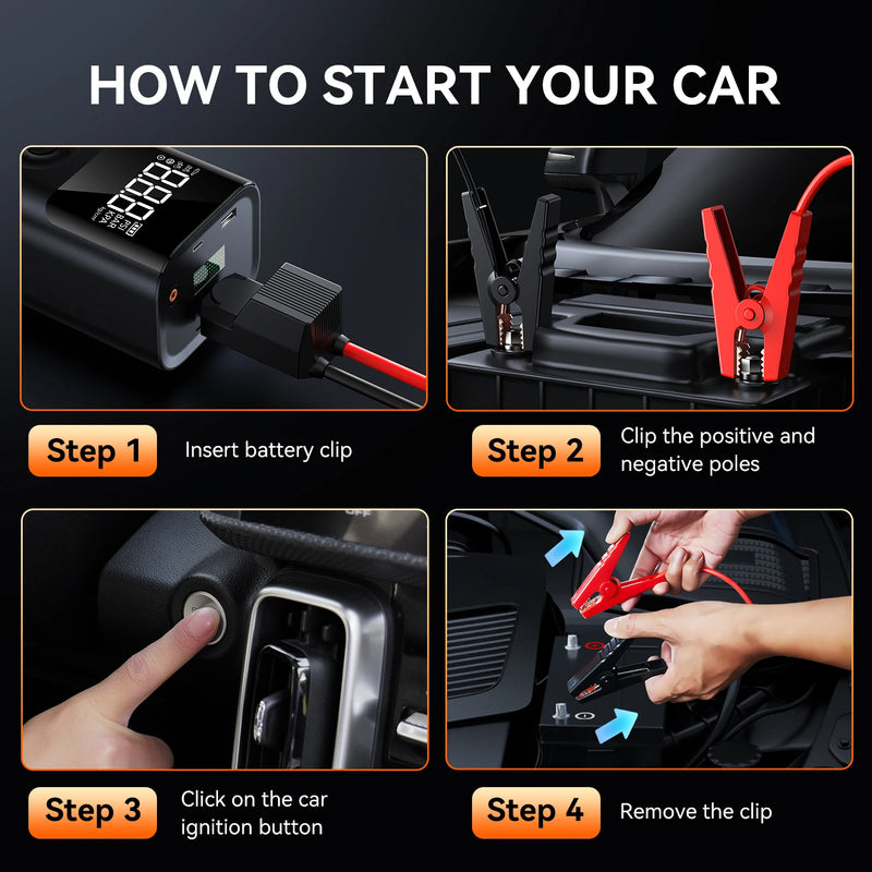 4 in 1 2500A Portable Jump Starter Power Bank 150PSI Air Pump Booster Car Battery 12V Car Battery Starter Powerbank