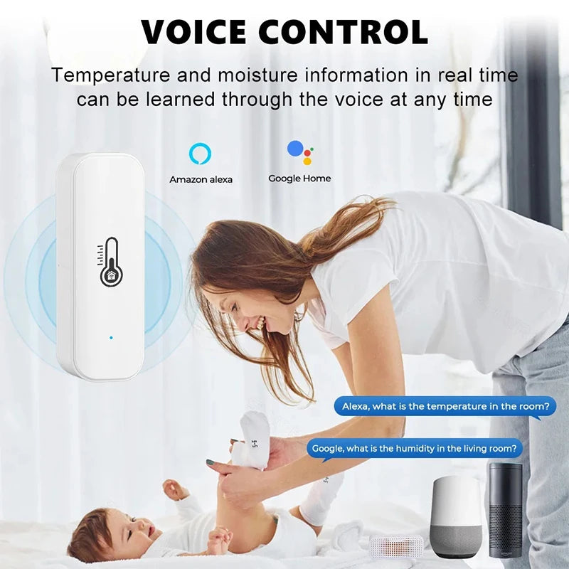Tuya Zigbee Wifi Temperature Humidity Sensor Smart Home Connected Thermometer Compatible with Smart Life Alexa Google Assistant