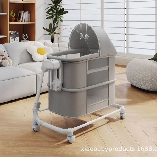 Exit Crossing Electric Baby Rocking Bed Multi Functional Folding Newborn Bedside Splicing Bed Infant Cradle Bedroom Furniture