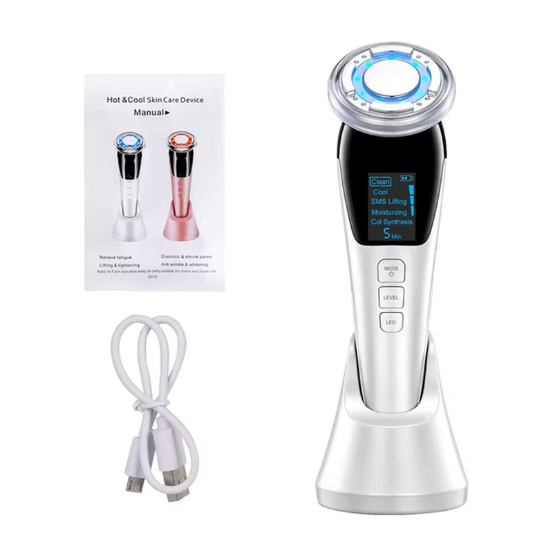 Micro Current Facial Massager EMS Face Lifting Device Skin Tighten Machine Wrinkle Removal Hot Cool Face Skin Care Beauty Device