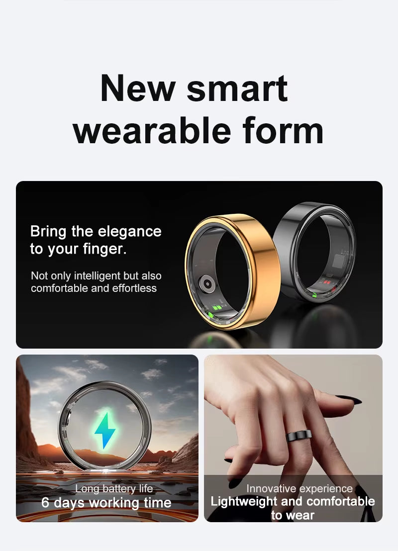 Smart Ring 2024 Smartring R02 Health Monitoring IP68 Waterproof Multi-Sport Modes Bluetooth Sleep Tracker Finger Ring Man