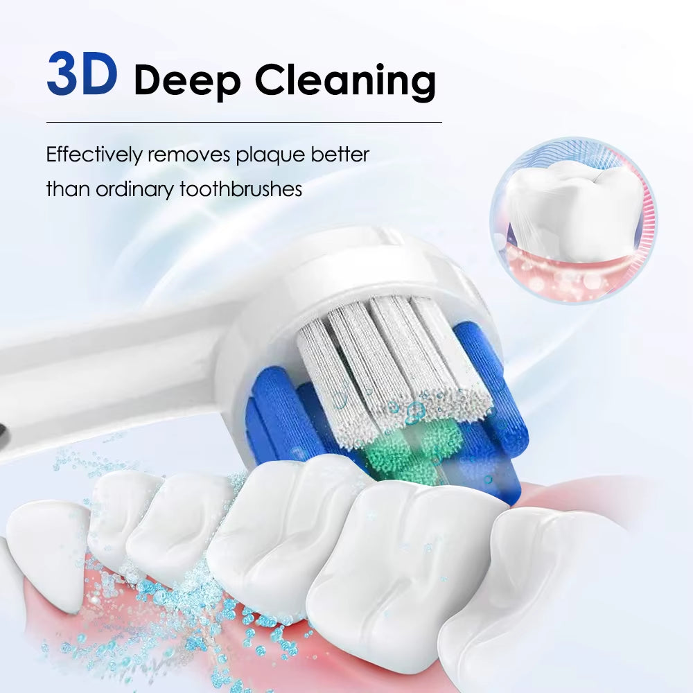 Smart Rotating Timing Electric Toothbrush, Rechargeable Rotary Toothbrush with 4 Heads, 5 Modes Setting Teeth Whitening Oral Car