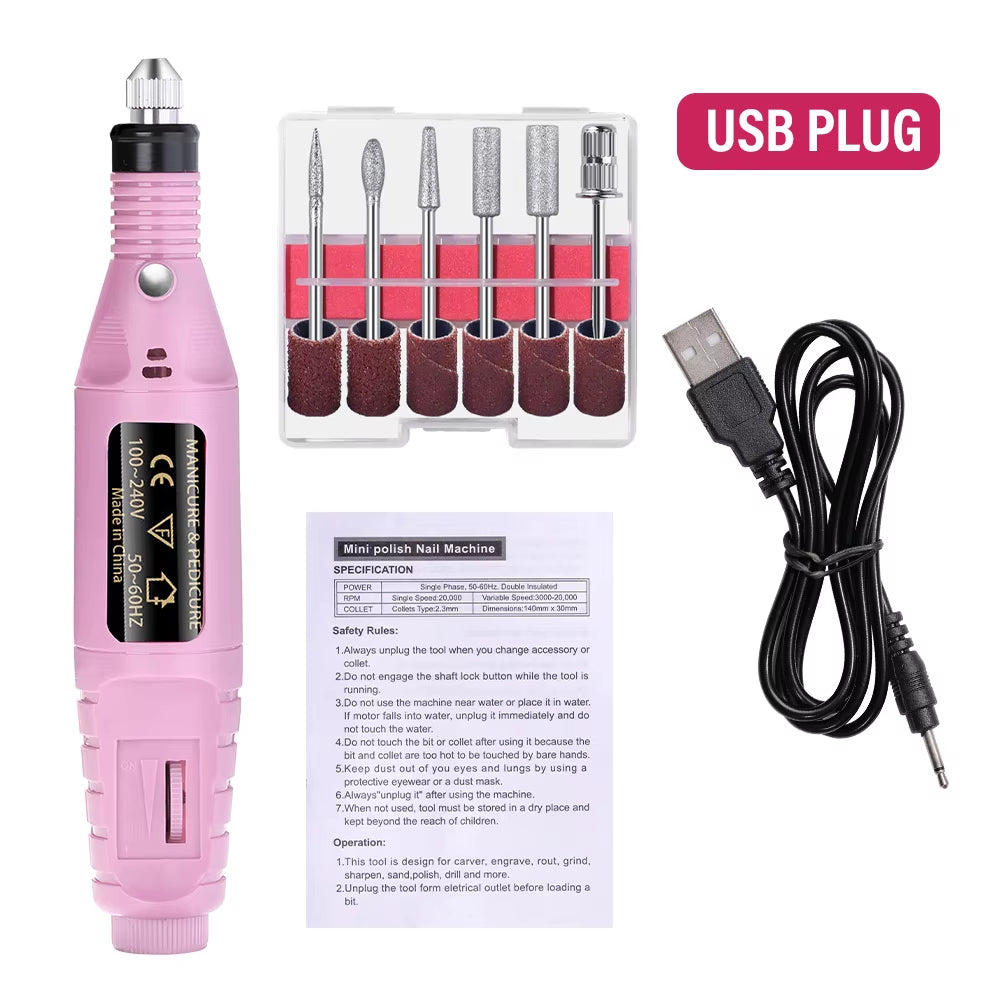 Nail Sander Set Electric Nail Drill Machine Grinding Equipment Milling Cutter for Manicure Pedicure Strong Polishing Tools