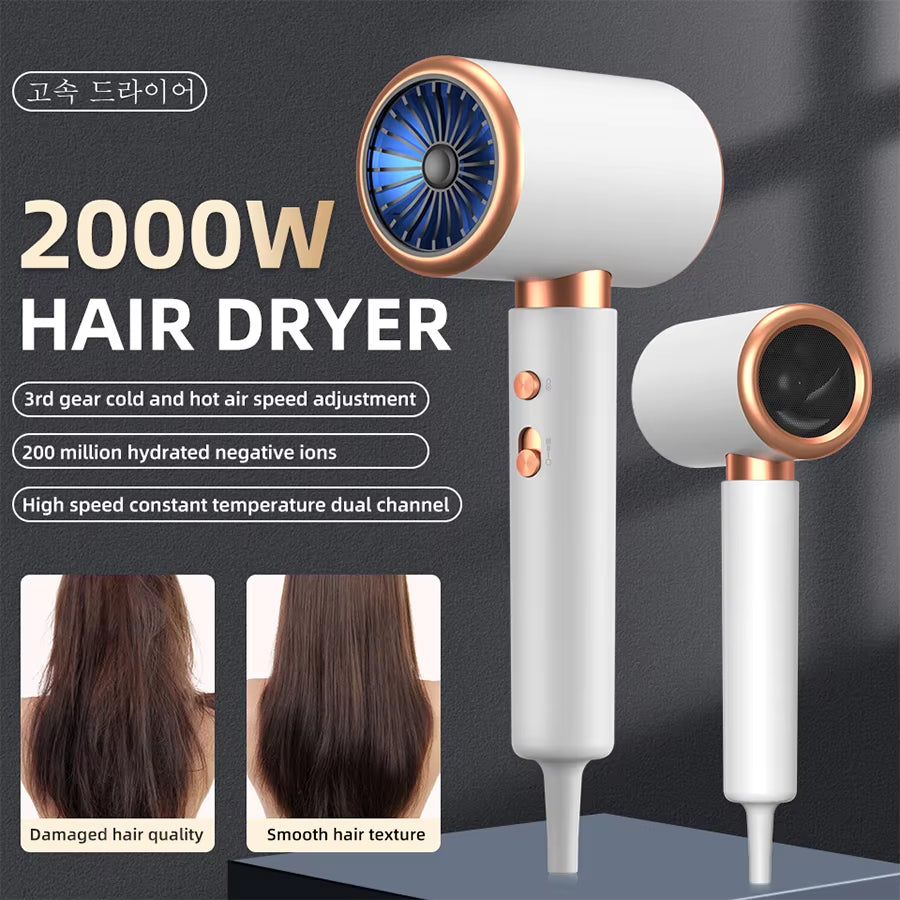 Ionic Hair Dryer High Speed Motor Blow Drier 2000W Hairdryer Negative Ion Hair Care Styler Professional Blow Dryer Free Shipping