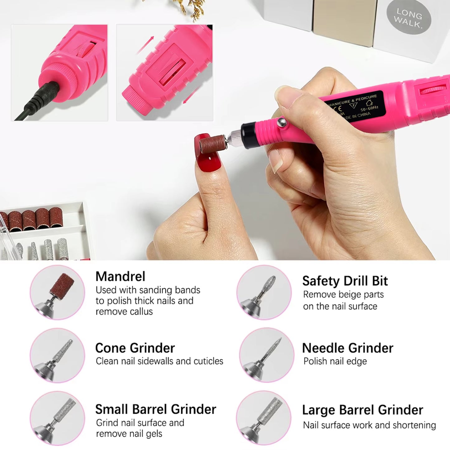 Strong Function Nail Drill Machine Set Electric Nail Sander Gel Polish Remover Tools Driller Manicure Nail Accessories