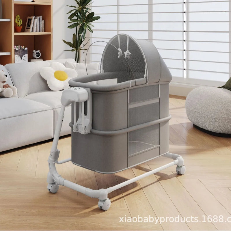 Exit Crossing Electric Baby Rocking Bed Multi Functional Folding Newborn Bedside Splicing Bed Infant Cradle Bedroom Furniture