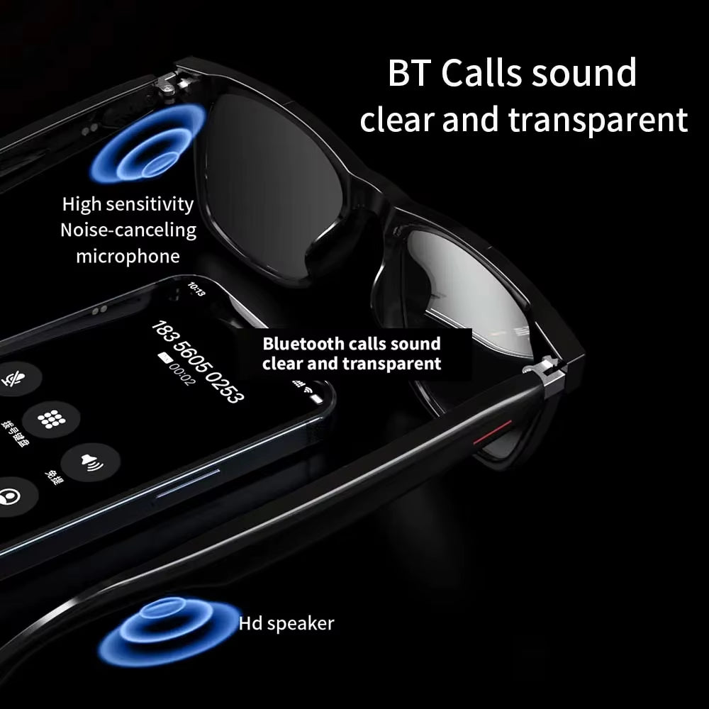 Camera Smart Glasses Bluetooth Call Voice Assistant Listen Music Glasses Smart Sports Polarized Sunglasses Anti-Blue Eyeglasses