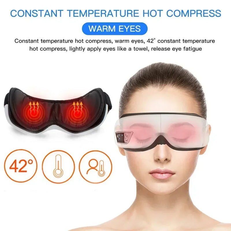 6D Electric Eye Massager Smart Airbag Vibration Hot Compress Bluetooth Music Eye Massage Glasses Dark Circles Removal Sleep Mask