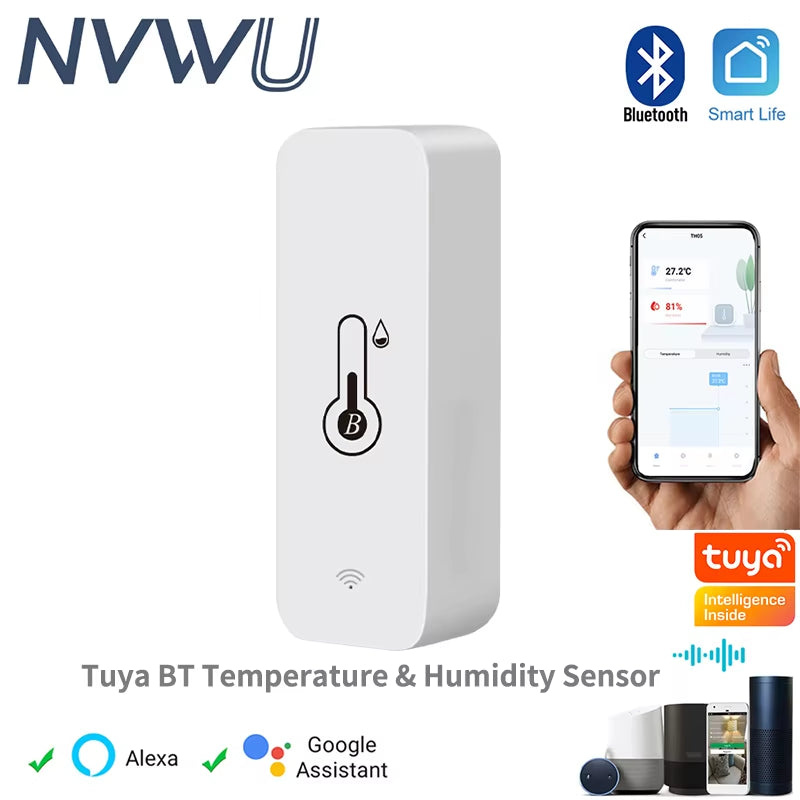 Tuya BT Smart Temperature Humidity Sensor Indoor Hygrometer Bluetooth-Compatible APP Remote Control Works with Alexa Google Home