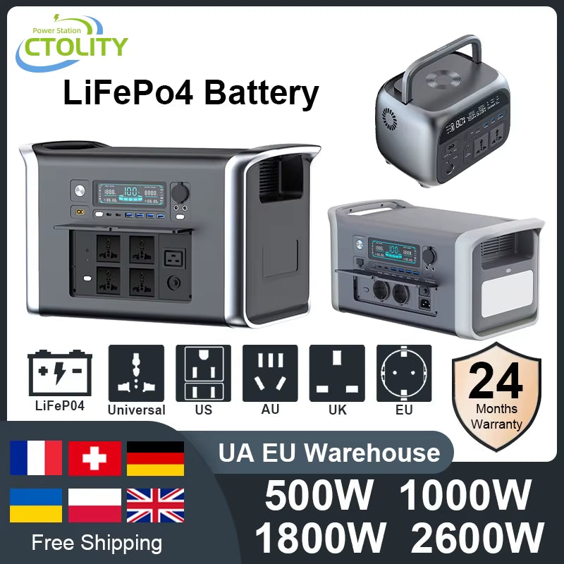 2600W Portable Power Station 1800W 1000W Solar Generator 600W Lifepo4 Batteries 220V Energy Storage Supply Camping Campervan RV