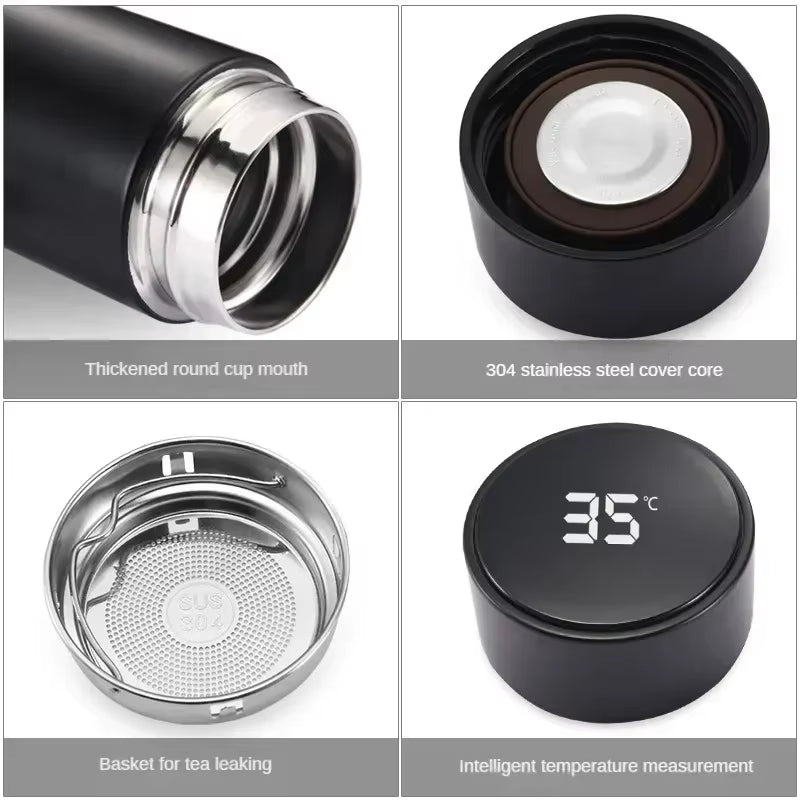 500Ml Stainless Steel Thermos Bottle with Digital Temperature Display LED Intelligent Temperature Measurement Cup Vacuum Flask