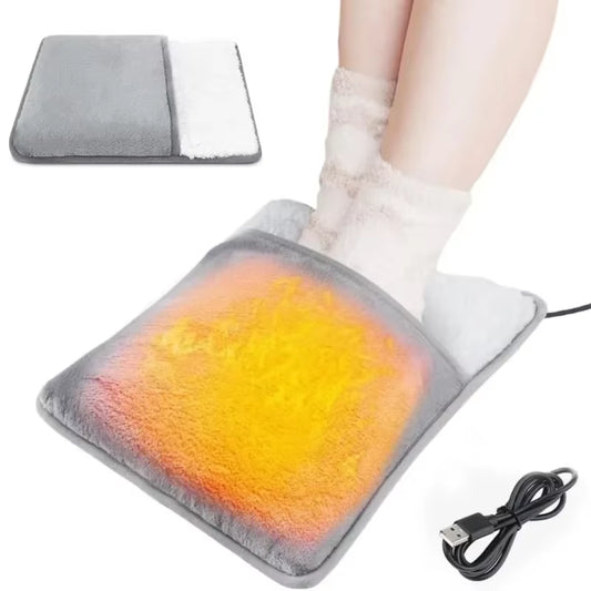 Portable USB Electric Foot Heating Pad Washable Soft Plush Foot Heater Winter Foot Warming Mat for Bed,Under Desk,Office,Home