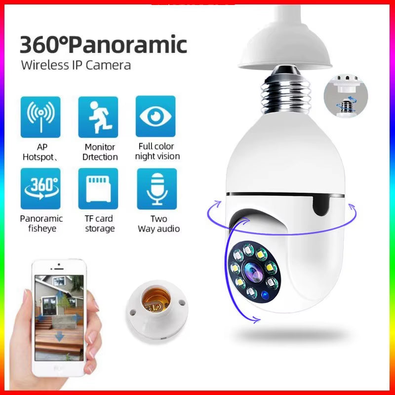 E27 Wifi Bulb Camera Wifi PTZ Colorful Night Vision Two Way Audio Baby Monitor Auto Tracking Home Security CCTV Camera