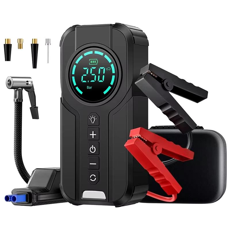 4 in 1 Car Jump Starter Power Bank Air Compressor Inflator Pump 1000A Portable Power Station 8400Mah Car Battery Charger Booster