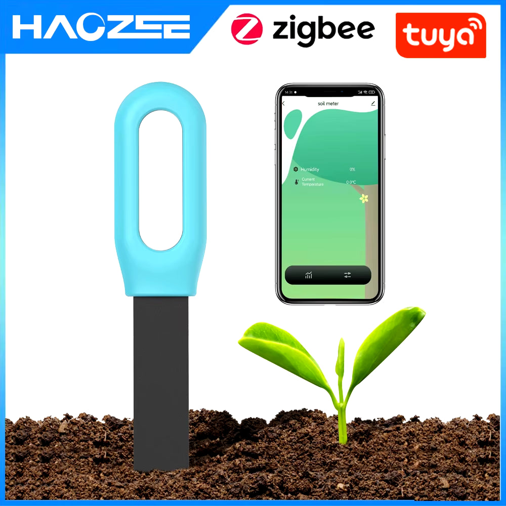 Tuya Smart Zigbee Soil Tester Temperature and Humidity Meter Thermo Hygrometer Garden Automation Irrigation Detector