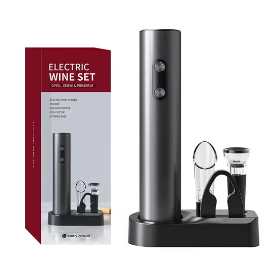 Electric Automatic Red Wine Opener Set Multifunction Wine Stopper, Wine Pourer, Electric Bottle Opener Gift Set for Ins Style