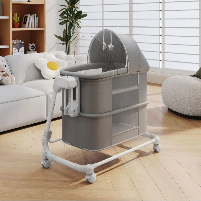 Exit Crossing Electric Baby Rocking Bed Multi Functional Folding Newborn Bedside Splicing Bed Infant Cradle Bedroom Furniture