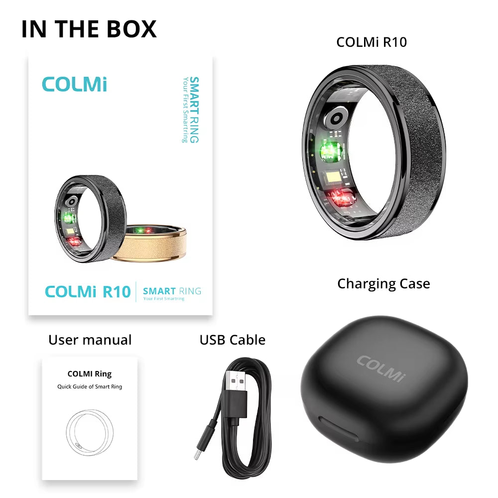 R10 Smart Ring with Charging Case for Men Women, Health and Sleep Monitor, 5ATM Waterproof, Multi-Sport Mode