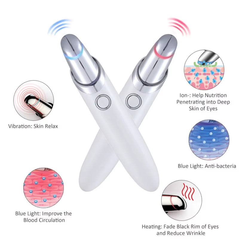 Multifunction Anti-Wrinkle Device Therapy Tool Private Label Therapeutic Electric Heat Eye Massager Pen