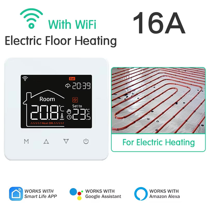 Tuya Smart Home Thermostat Water Electric Warm Floor Heating Gas Boiler Wifi Temperature Remote Controller with Google Alexa