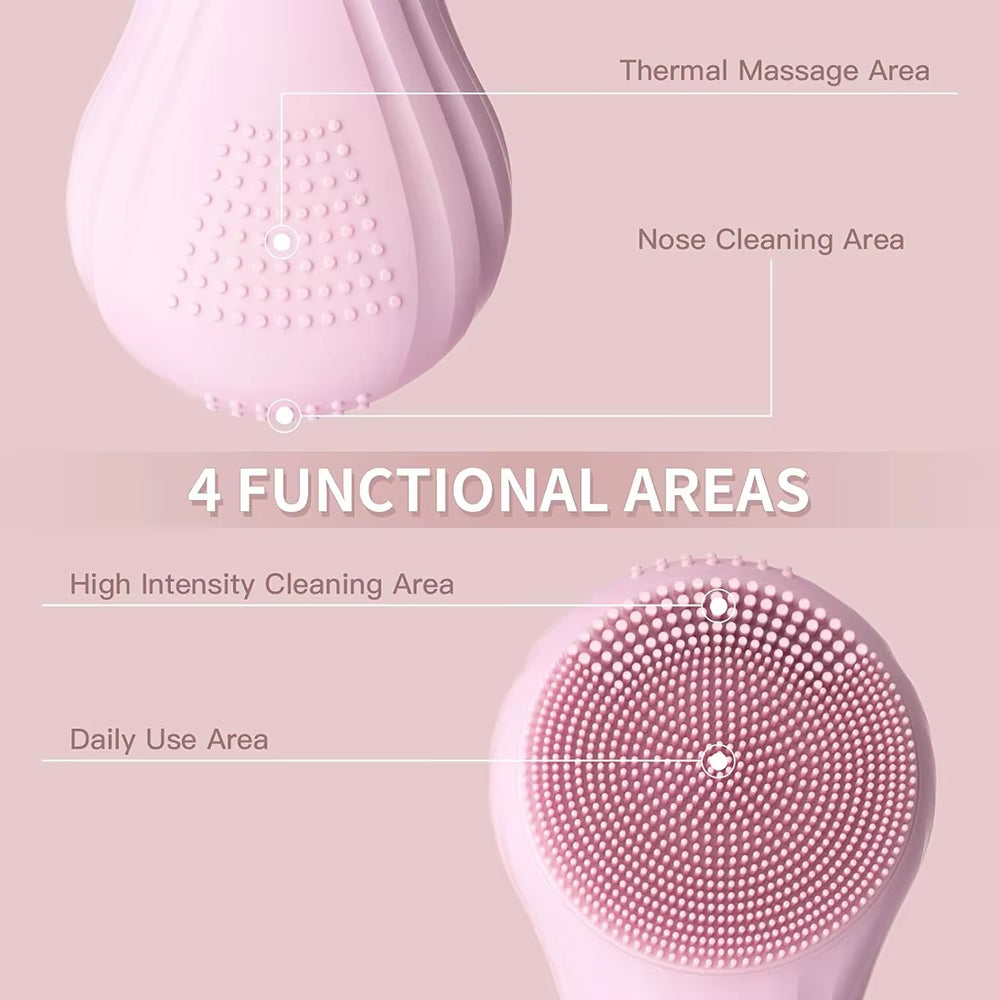 Sonic Waterproof Facial Cleansing Brush Rechargeable Scrubber Exfoliating Vibrating Deep Clean Face Cleaner Skin Care Tool