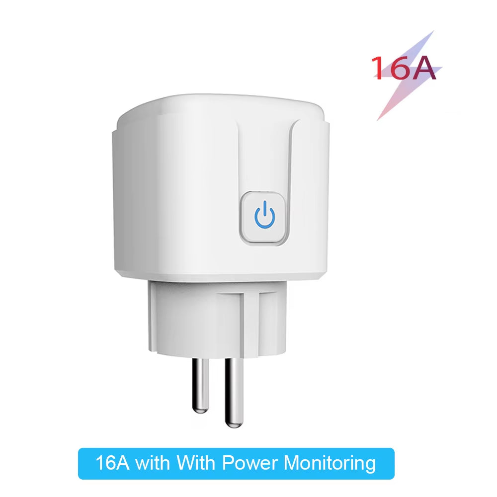 Tuya Smart Socket EU16A/20A Wifi Smart Plug with Power Monitoring Smart Life APP Remote Control Support Google Assistant Alexa